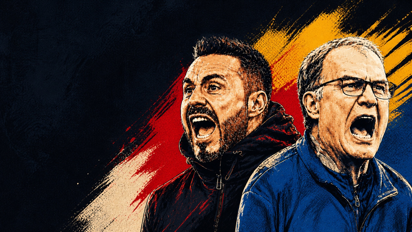 Roberto De Zerbi and Marcelo Bielsa editorial artwork
